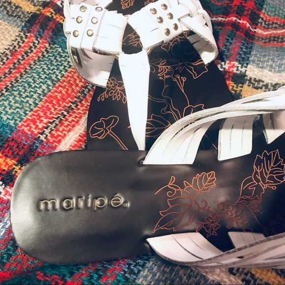 White/Brn Maripé Leather Sandals 10M NWT Chadwick - Picture 2 of 4